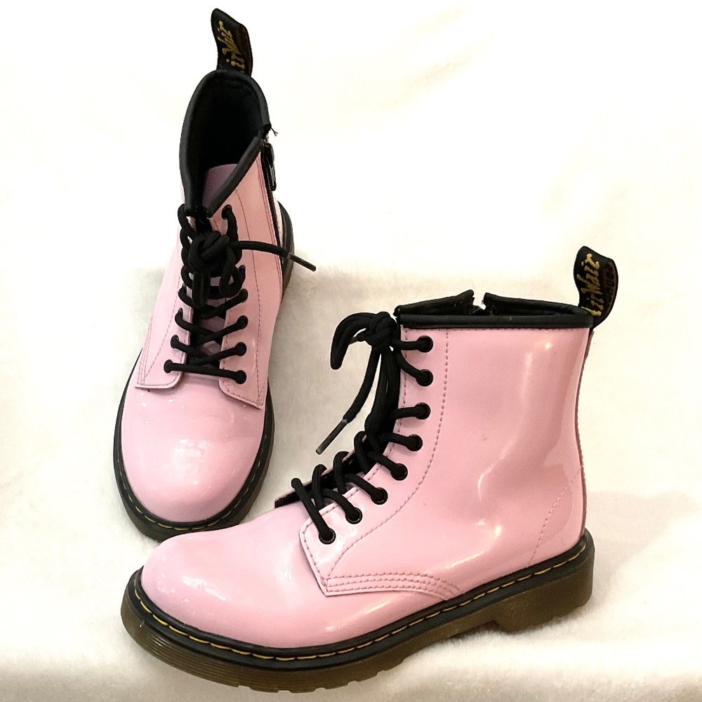 Dr Martens Pink Girls Platform Lace up Combat Grunge Booties Sz 3